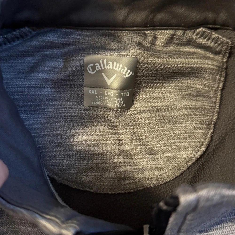 Callaway Mens XXL Gray Heathered Quarter Zip Golf Pullover Fleece Lined Jacket